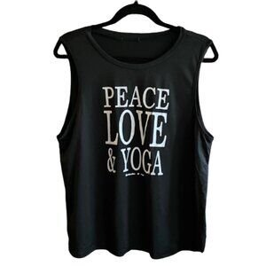 2/$30 Peace Love  & Yoga graphic athletic tank top XL
